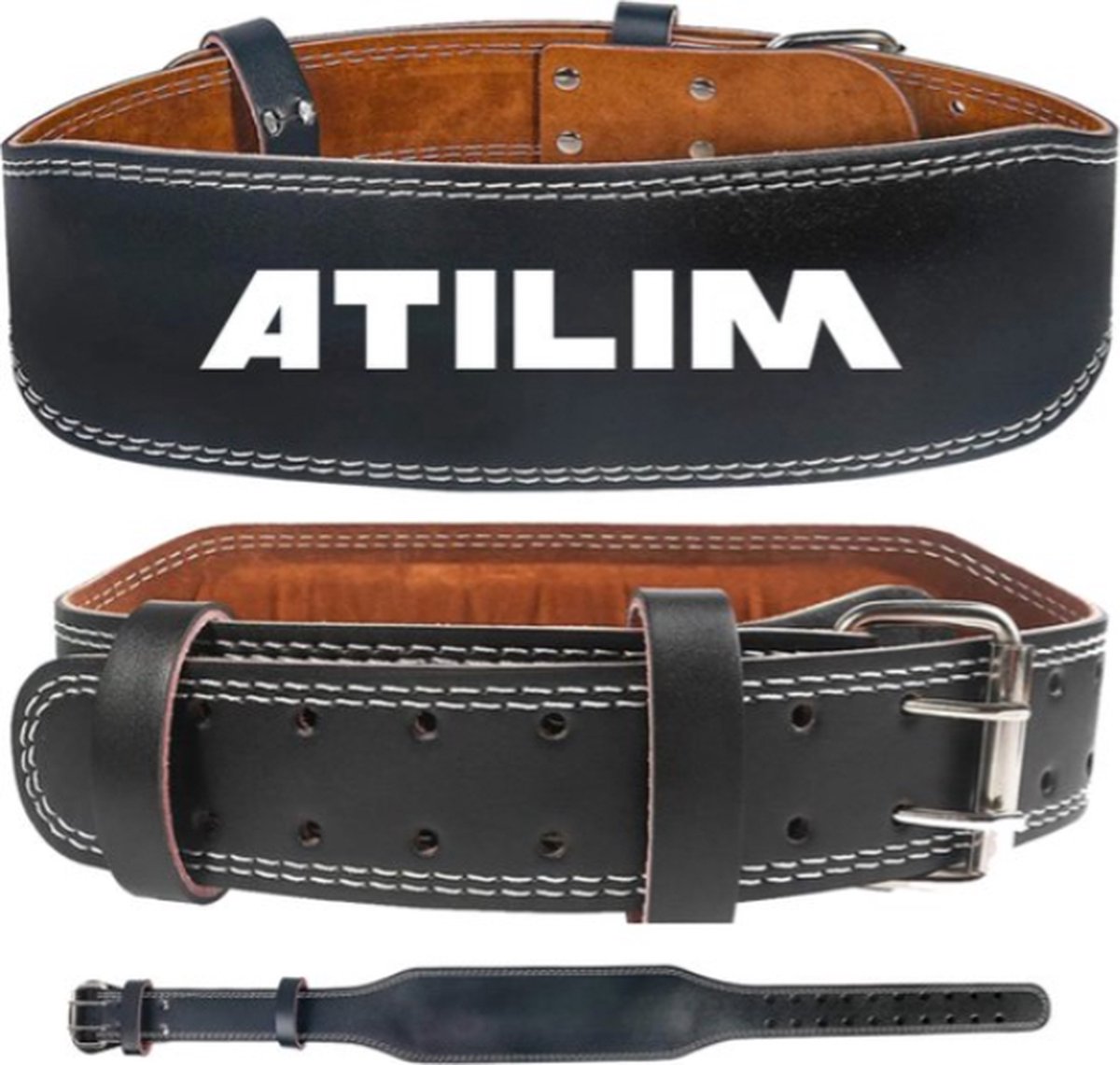 Weightlifting Belt - Echt Leder - Fitness Riem - Barbelts Gewichthefriem- Maat S-Zwart