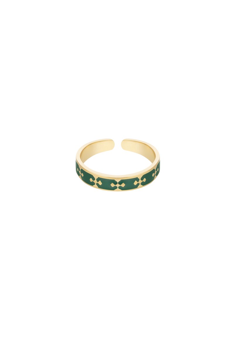 Ring kleurrijke print - Goud kleur/groen