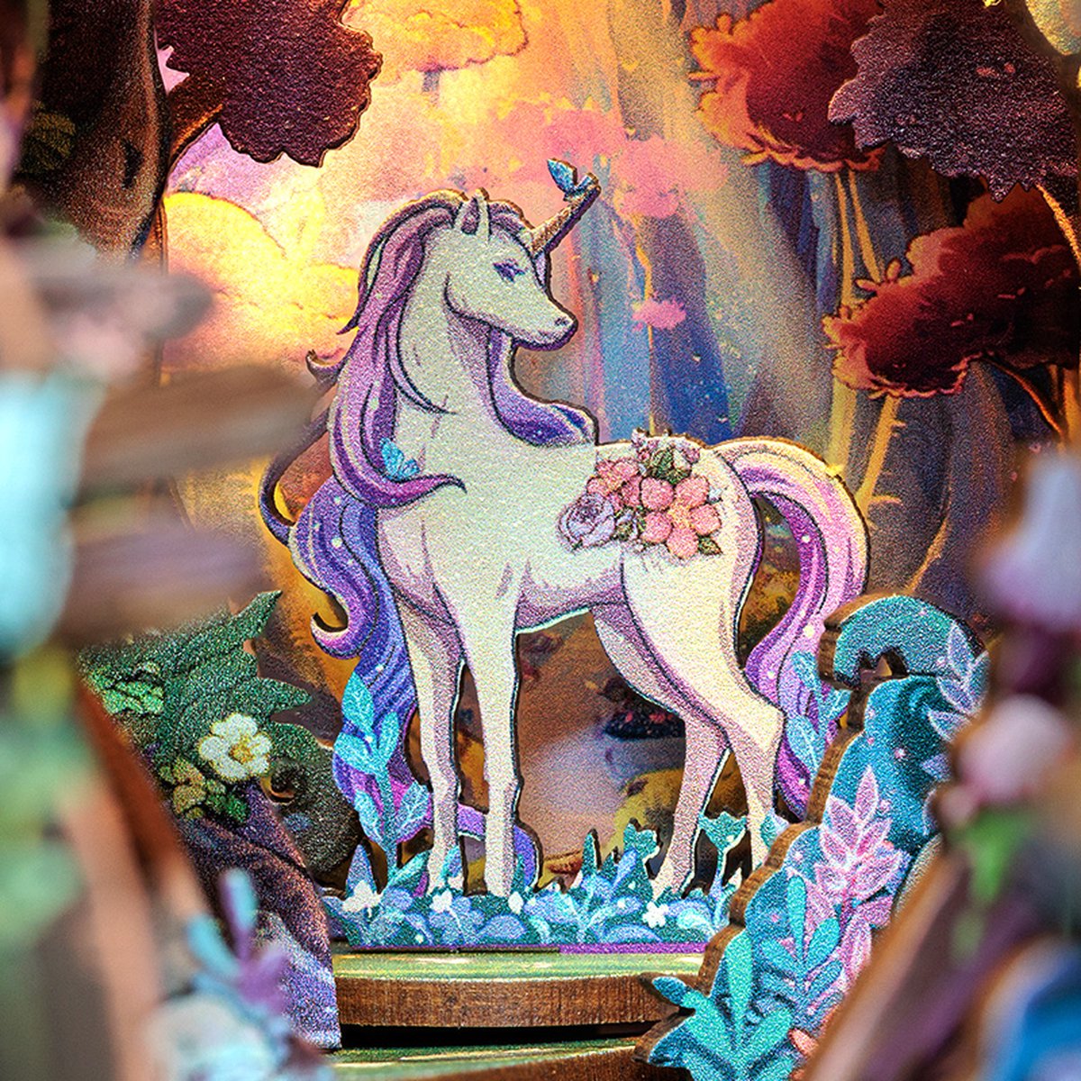 CuteBee Book Nook - Modelbouw - Houten 3D Puzzel - DIY Bouwpakket Volwassenen en Volwassenen - Boekensteun - Boekenhouder - The Grace of Forest — afbeelding 2