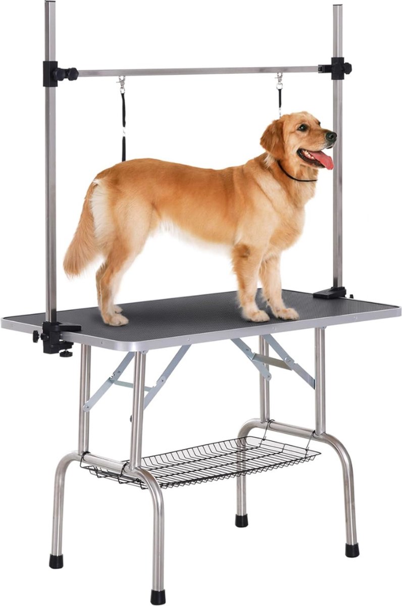 DD® Trimtafels voor Honden - Trimtafel - Trimtafel Met Aanlijnoptie Kat - in Hoogte Verstelbaar - Inklapbaar - 107x60x170cm - Zwart