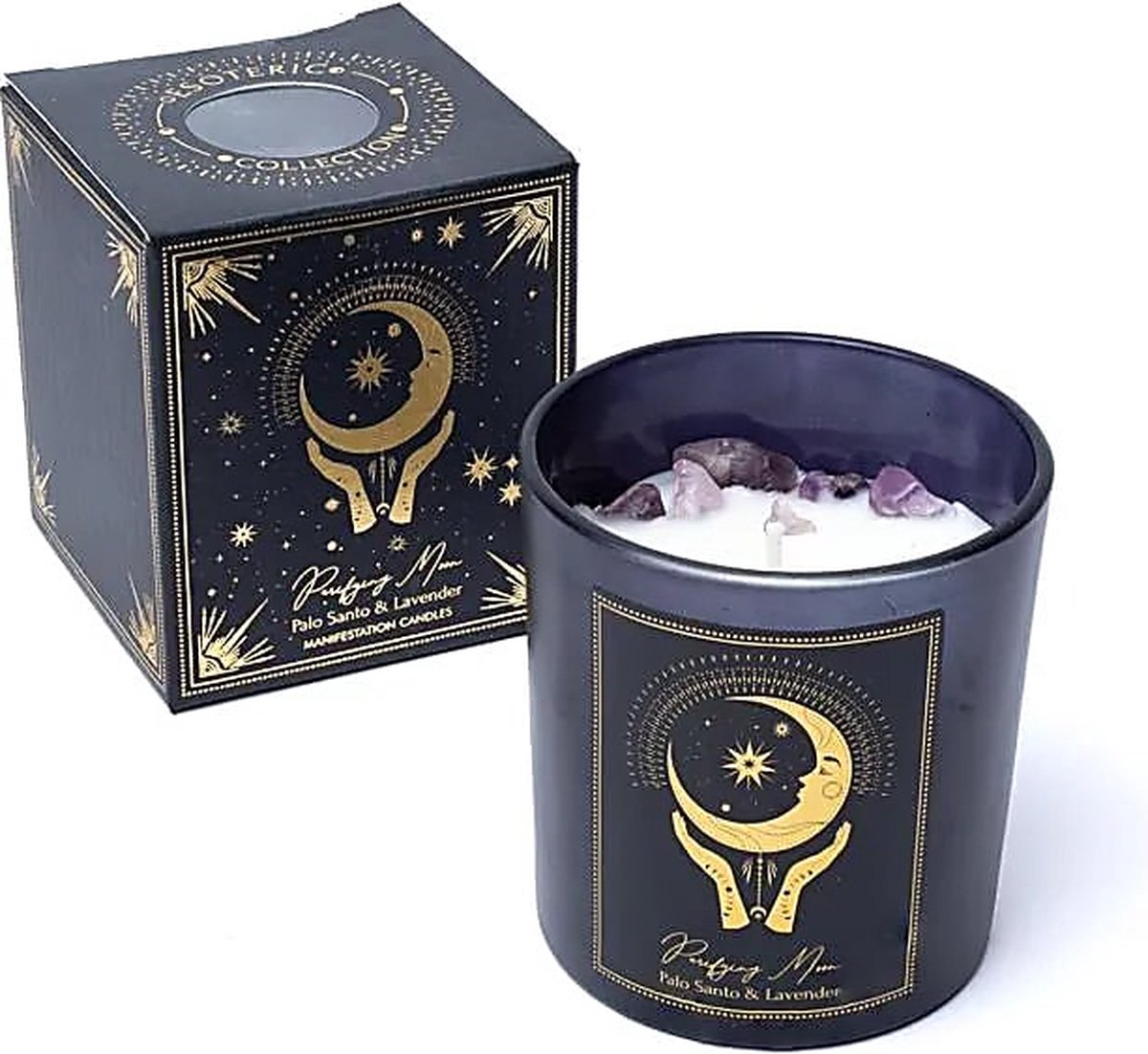 Song of India Indistrieel- Purifying Moon - Manifestatie - Geurkaars - Amethist - Palo Santo - Lavender - 20 branduren - Song of India