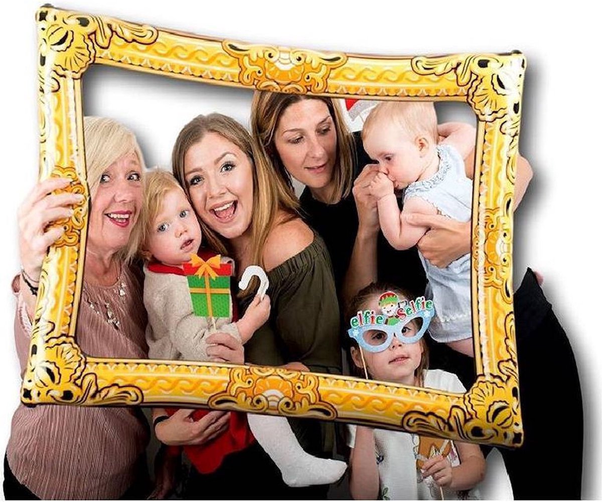 Opblaasbare fotolijst goud 80 x 60 cm - Partyversiering