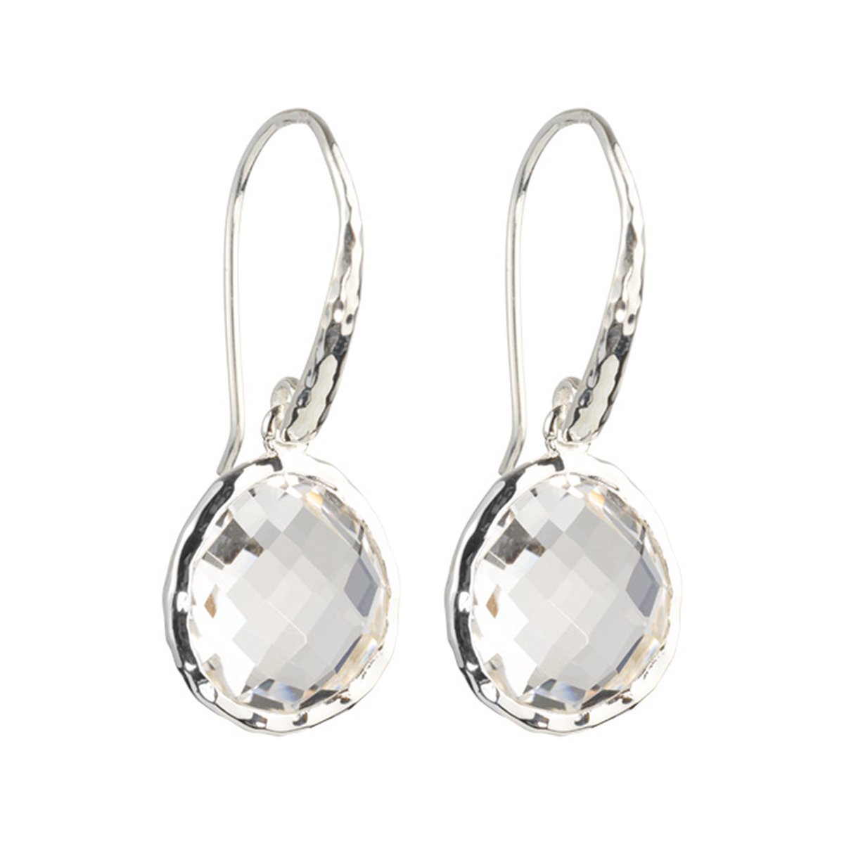 Wavy edge - oorbellen - zilver - heldere kwarts