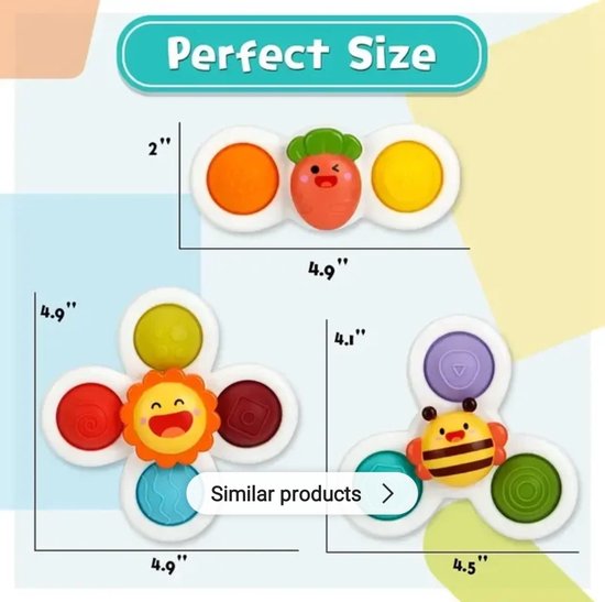 Jouets De Bain Ventouse – 3 Spinners Sensoriels (abeille, Papillon, Coccinelle) Dès 18 Mois
