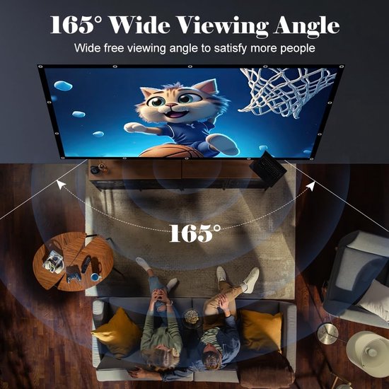 Todeco Projection Screen 100 Inch 16:9 Screen, Foldable, Washable, Durable, Portable, 4K HD Screen, Projector with Portable Bag for Cinema, Home, Office, Travel