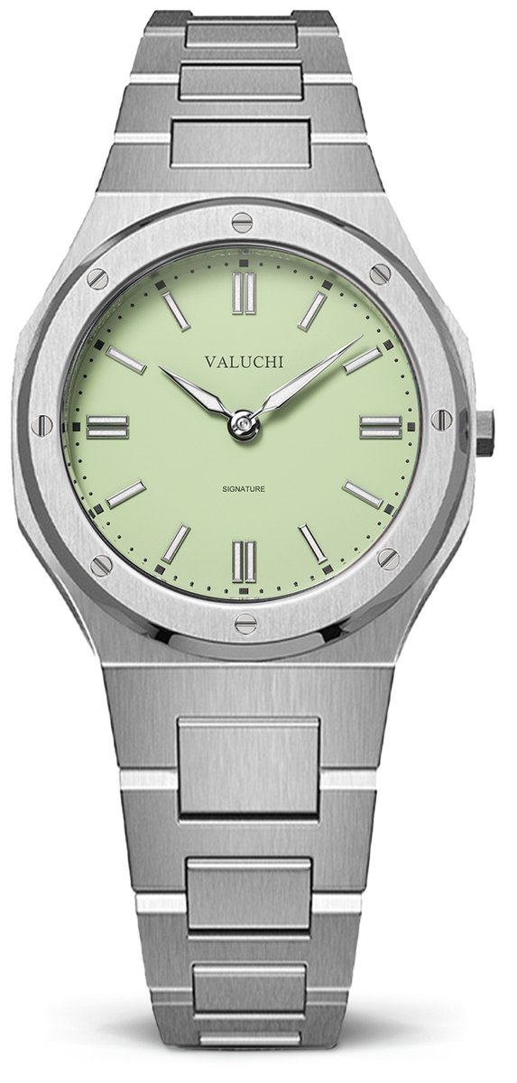 Valuchi Signature - Vrouwen horloge - 31mm - Zilver Groen