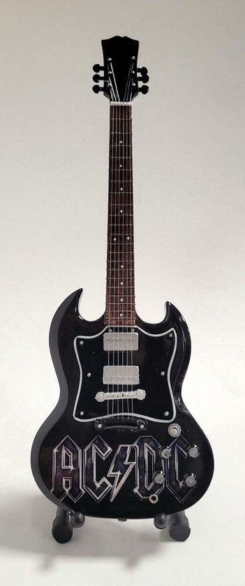 Mini Gitaar ACDC Black text 25cm Miniature- Guitar-Mini -Guitar-... | bol