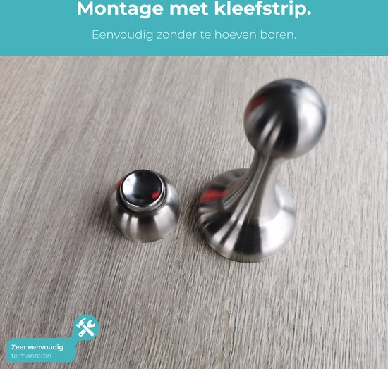Zelfklevende zeer sterke Magnetische Deurstopper - Kierr® Stop 300 - Krachtige Deurvastzetter Zonder Boren en Schroeven - Binnendeur - Buitendeur - Zelfklevend - Ook voor Kunststof Deuren