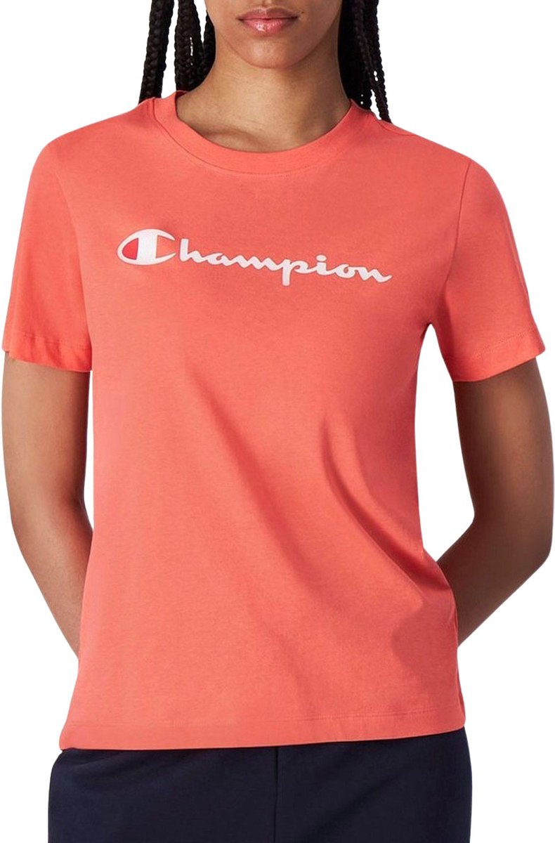 Champion Big Logo Jersey Shirt Dames Koraalrood