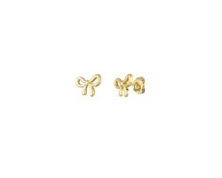 Oorknopjes met strik - Oorstekers - Studs - Yehwang - 1,55 x 1,30 cm - Stainless Steel - Waterproof earrings - Gouden oorbellen - Goud/Gold - Kerst cadeau - Kerst - Sinterklaas cadeau - Valentijn - Moederdag - Nikkel vrij - Kinder oorbellen