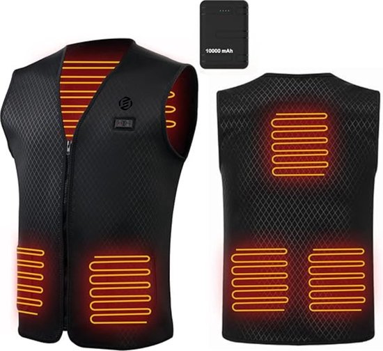 Foto: Equivera verwarmde trui elektrisch verwarmd vest 10000 mah verwarmd jack warm vest voor dames en heren ideaal voor outdoor activiteiten zoals ski n in de winter wandelen jagen motorrijden kamperen inclusief batterij 