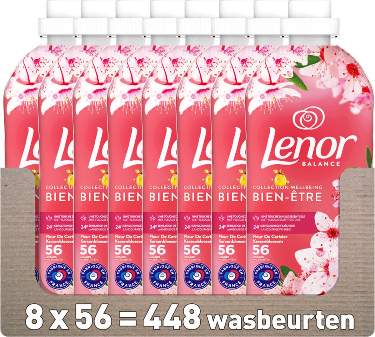 Goedkoopste 8x Lenor Wasverzachter Kersenbloesem 56 Wasbeurten 1176 ml