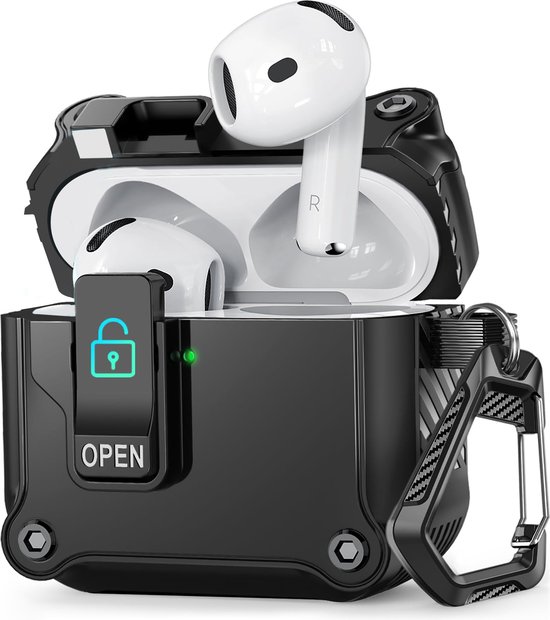 YONO Étui adapté aux Airpods 4 - Étui - Serrure - Zwart
