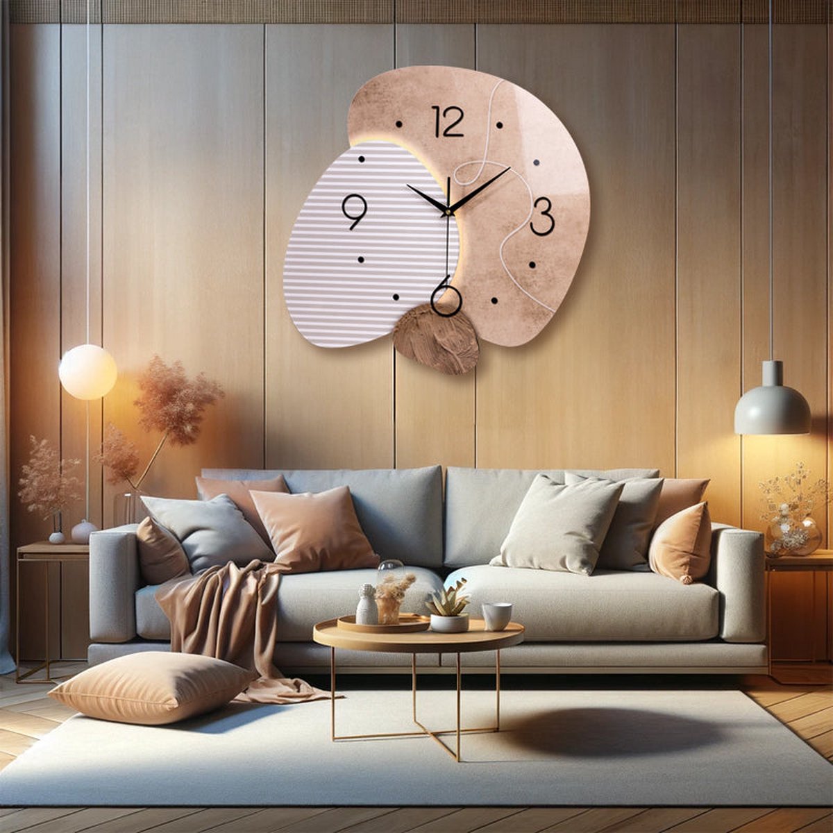 Design wandklok Dark Contrast met walnoot houtlook en Arabische cijfers 50 cm Design wandklok Dark Contrast met walnoot houtlook en Arabische cijfers 50 cm