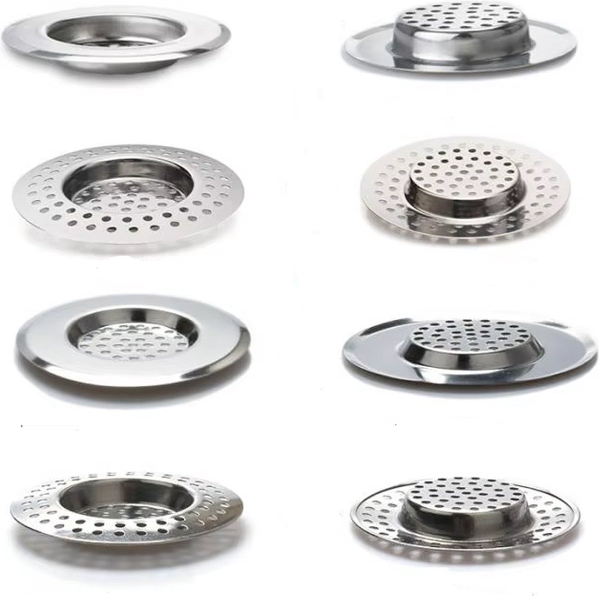 Goedkoopste Luxe RVS gootsteen zeef Ø75 - 60mm - -4 pack met verschillende maten - gootsteenstop - afvoerzeef - korfplug - gootsteenbakj