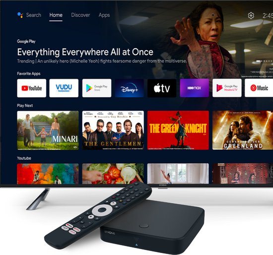 STRONG - Streaming Box Android TV + DVB-T 4K UHD - SRT420 - Chromecast Ingebouwd - Google Voice Assistant Compatibel - Dolby Atmos & Dolby Vision - Gemakkelijk te installeren - Zwart
