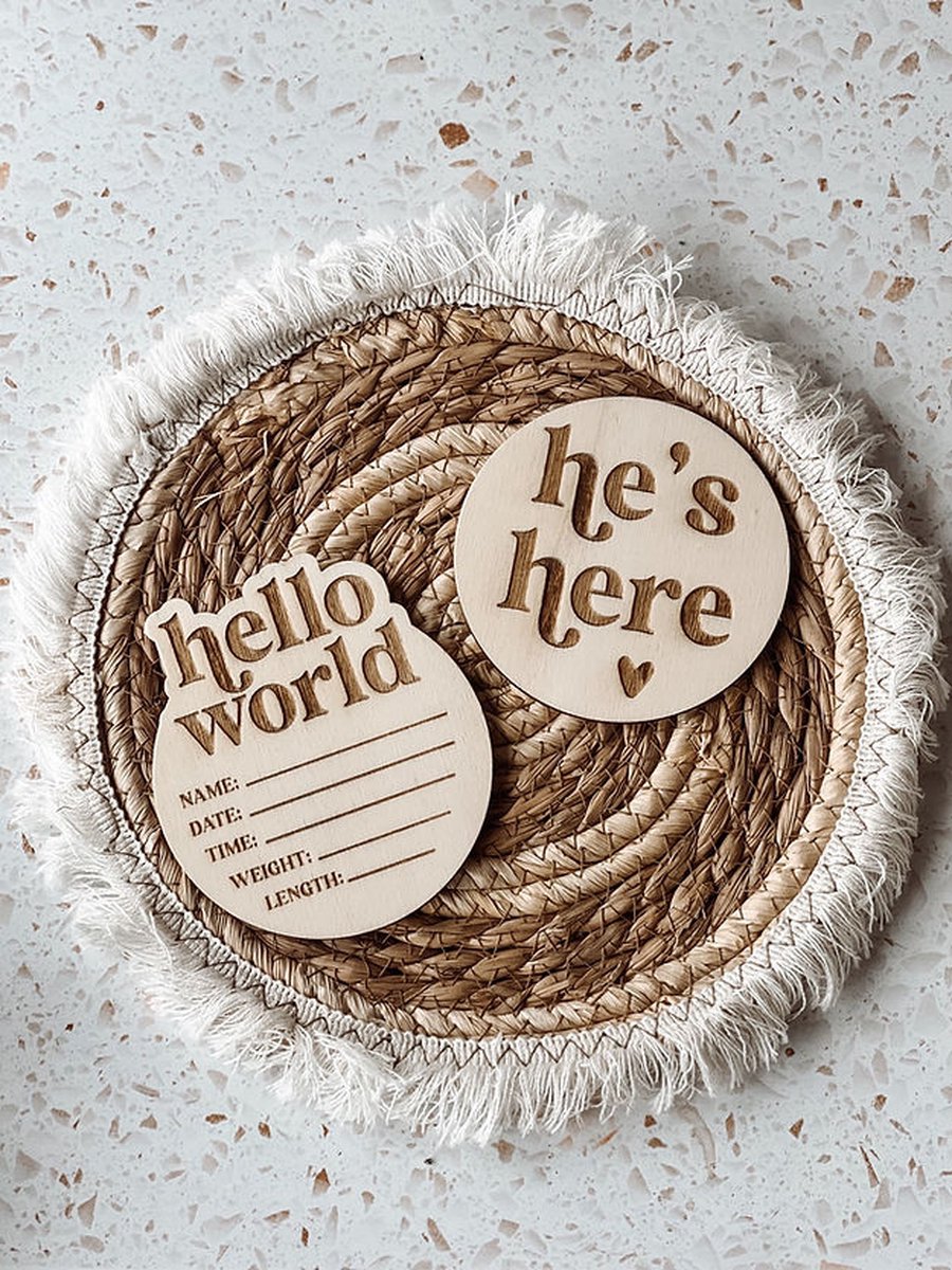 Goedkoopste Hello world - invul geboortebord - geboortebord - Kraamcadeau - Babyshower - Geboortecadeau - Baby