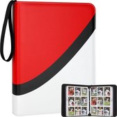 Verzamelmap voor 900 kaarten - 9 Pocket - Binder map kaarten - Verzamelmap met ritssluiting - Opbergmap voor kaarten - 50 pagina's - A4 formaat - Rood/Wit