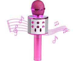 foto van Denver Karaoke Microfoon Bluetooth - Draadloos - Karaoke Set - Ingebouwde Speaker - AUX - MicroSD - KMS20 - Roze