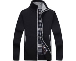 Casual vest voor heren, volledige rits, slim fit, dikke opstaande kraag, gebreide trui met zakken