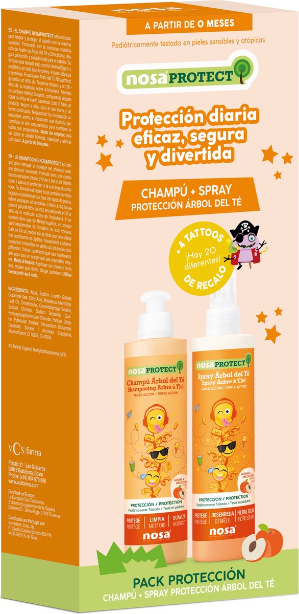 Nosa Protect Duo Box Tea Tree Shampoo & Spray 250ml met perzikgeur
