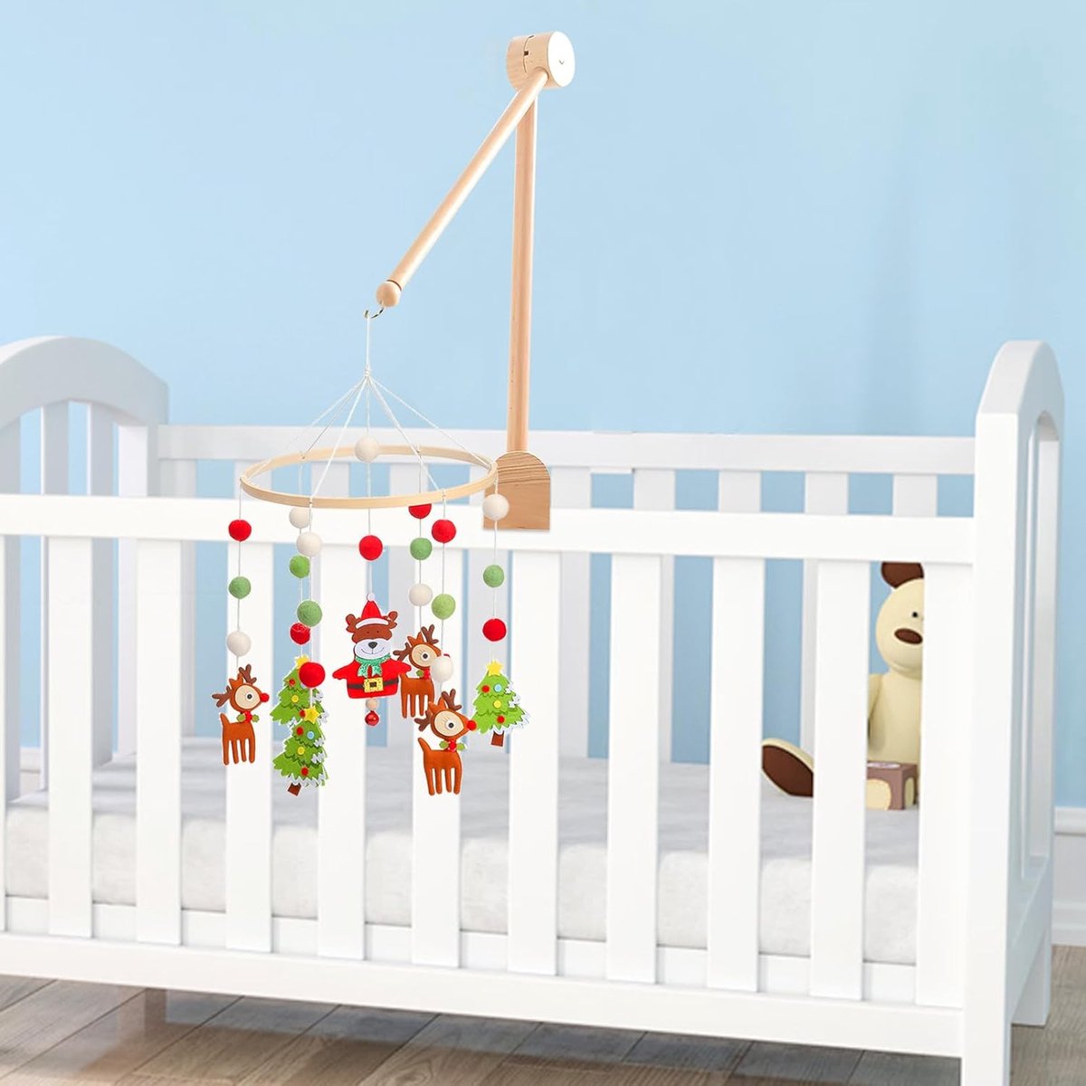 Boxmobiel - Mobiel Houder - Wieg Mobiel - Baby Mobiel Houder Hout - Muziekmobiel Houder Hout - Baby Mobiel Houder Hout - Boxmobiel Houder Hout - Baby Kamer Decoratie - Verstelbare Arm Voor Babybox - Eenvoudig Bevestigen - Verstelbaar - Voor Babybox – foto 2