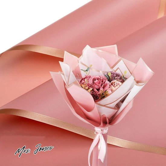 Boeket van 20 Vellen Waterdicht Bloemenpapier Met Gouden Rand - Wit