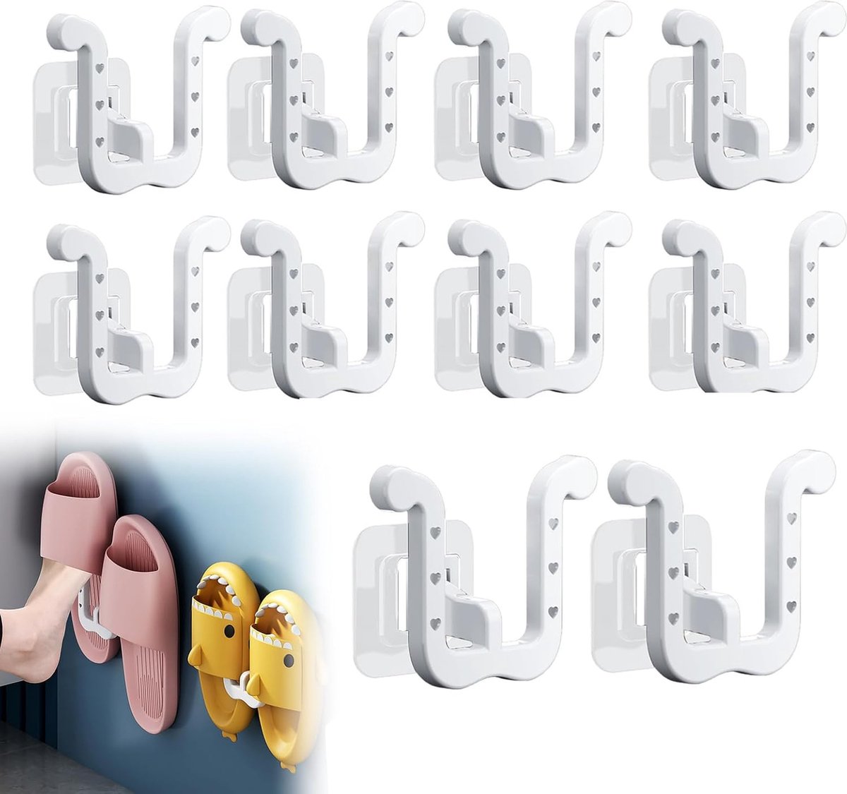 JGS ® Slimme Wandhouder voor Slippers - Ruimtebesparend Schoenrek zonder Boren