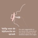 Illustratie van een Difrax fopspeen met plat zuigdeel dat de zuigreflex en spraakontwikkeling ondersteunt.
