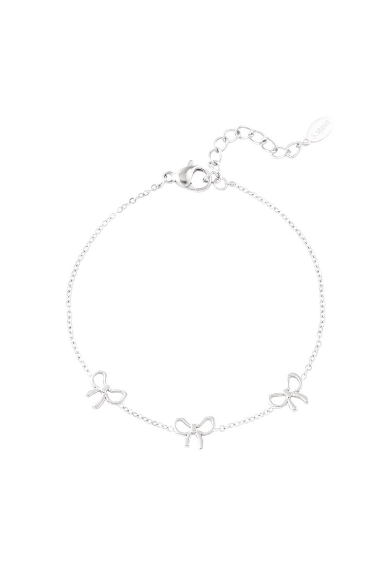 Minimalistische armband met meerdere strikjes - Yehwang - Dames armband - Zilveren armband - 16 + 3 cm - Stainless Steel (verkleurt niet!) - Waterproof bracelet - Nikkel vrij - Kerst cadeau - Sinterklaas cadeau - Moederdag - Valentijn