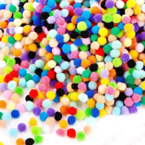 Allerion Gekleurde Pompons – Set van 1.100 Stuks – 1 cm Pompoms in 18 Vrolijke Kleuren – Voor Knutselen, Decoratie en DIY – Knutselspullen voor Kinderen en Creatieve Projecten – Pompons Knutselen Meisjes Jongens