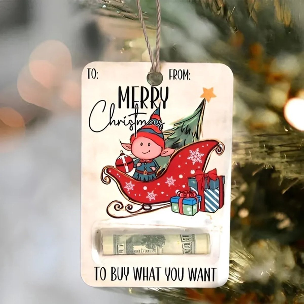 Jojoy - Kerstboomhangers met Geldhouder - Kerstboomversiering met Geld Cadeau - Geld Envelop voor Kerstboom - Kersthanger - 4 Stuks - WEALTHMAS – foto 3