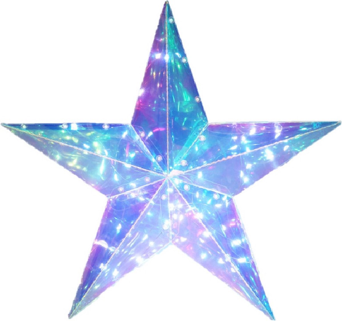 Christmas Decoration Verlichte kerstster - regenboog - 51 cm - batterij - 40 leds - wit