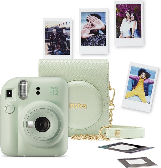 Fujifilm instax mini 12™ Bundel - Instant camera + 1 x 10 stuks film, cameratas & stickers - Mint Green