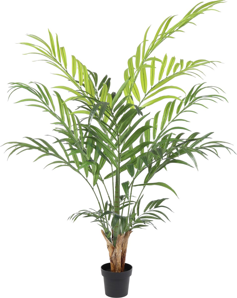 Kunstpalm Kentia | 180cm -Breedblad Areca Kunst palm- Nep palmplant - Volle Groene Kunstplant Deluxe Donkergroen