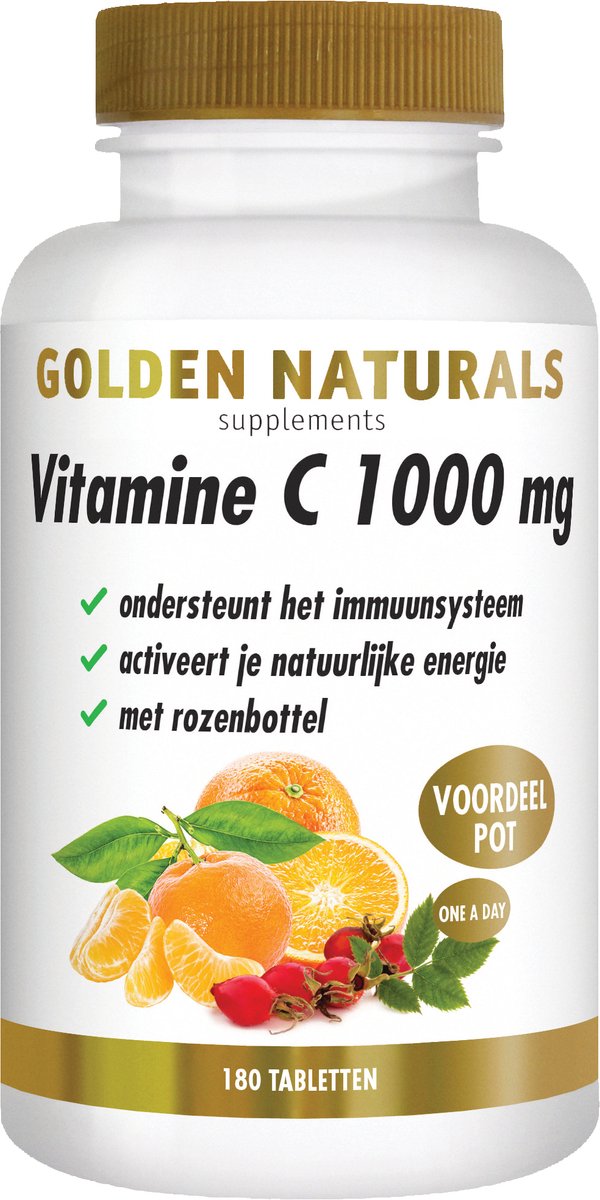 Goedkoopste Golden Naturals Vitamine C 1000mg met rozenbottel (180 veganistische tabletten