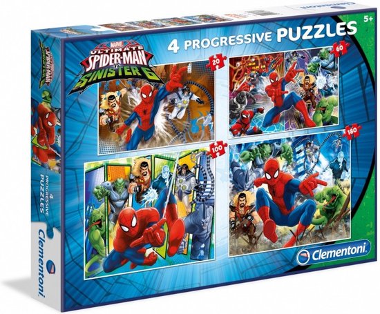 Clementoni 4 Progressive Puzzles - Spiderman - Puzzle 20+60+100+180 el ...
