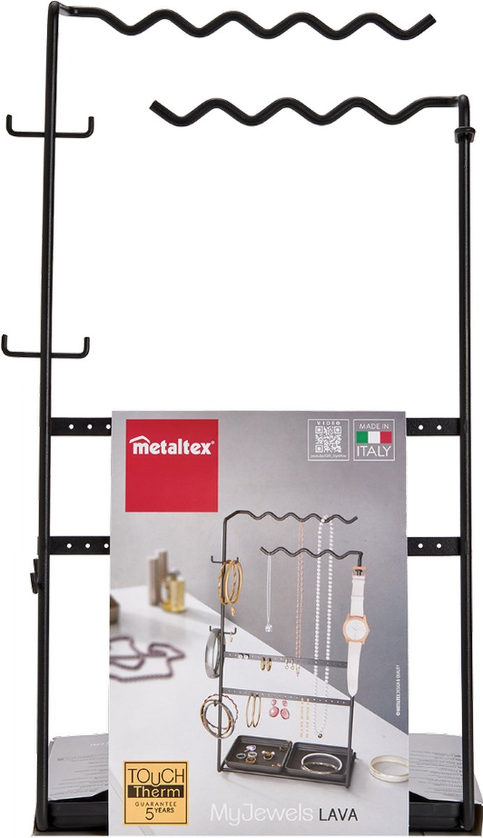 Metaltex MyJewels - Sieradenrekje - Sieradenhouder - Sieraden Organizer - Haakjes - Sieradenrek - 26x16x45 cm - Zwart — cadeau in Sieraden - foto 5