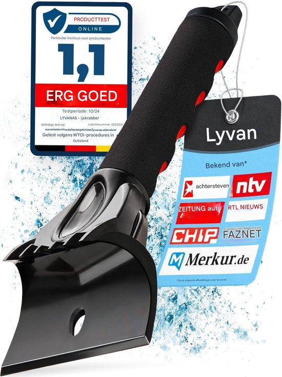 Lyvanas Grattoir à glace pour voiture Grattoir professionnel pour vitres de voiture Rapide et puissant Grattoir à neige pour voiture sûr Fabriqué en plastique ABS de haute qualité Protège les accessoires durables