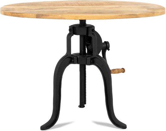 Table réglable en métal avec bois de manguier
