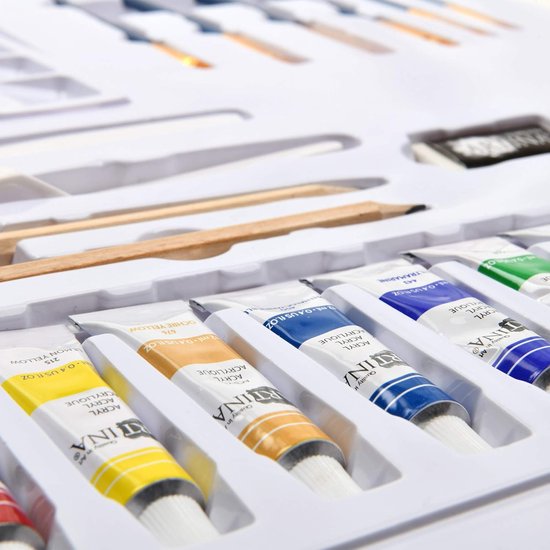 VISWIN Acrylverfset met Franse schildersezel, professionele schilderset met acryl, gietverf
