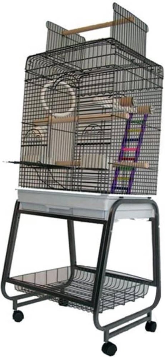 DD® Papegaaienkooi - Vogelkooi - Voor Papegaaien - Sterke Papegaaienkooi - 56x43x154cm - Zilver