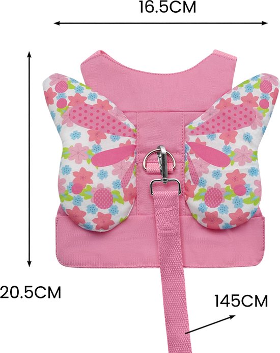Purepeak Kindertuigje met Looplijn - Looptuigje voor Kinderen - Tuigje Kind - Roze - Vlinder van Purepeak — afbeelding 5