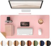 Sounix Dubbelzijdige Bureau Onderlegger - Bureaumat Kunstleer - 90x45 CM - Muismat XXL - onderleggers - Bureau Organizer - Rose