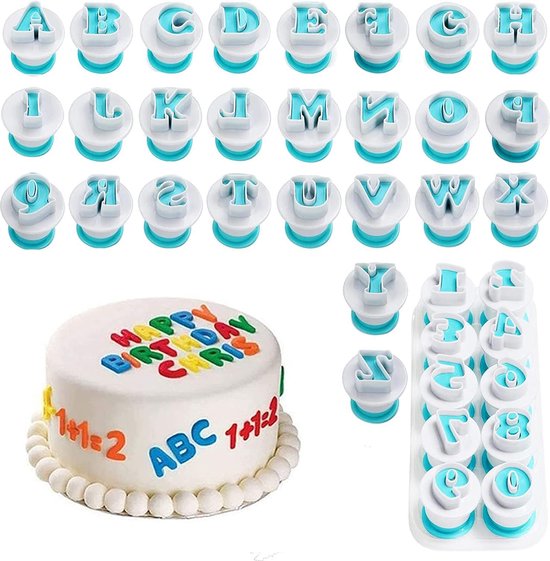 thumbnail: GOIYZTTR 160 Stuks Koekjesstempels - Letters, Cijfers En Symbolen | Fondant En Deeg Stempels