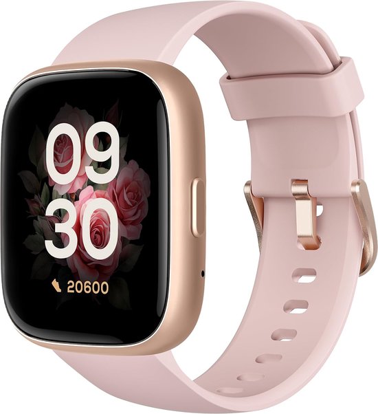 Smartwatch voor dames - Bluetooth Bellen - Fitness-tracker met Hartslagmeter - Slaapmonitor - Stappenteller - Android / iOS - Roze