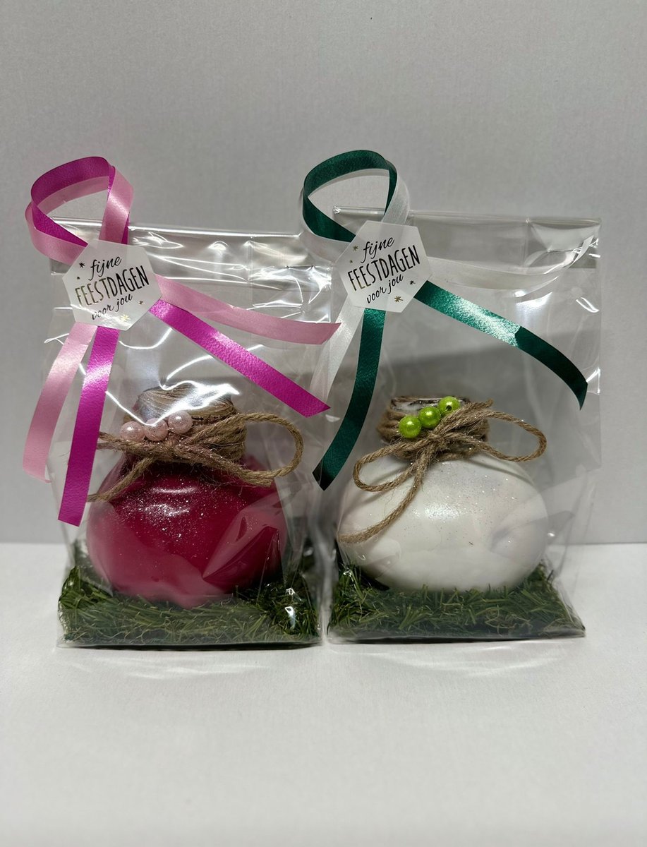Wax Amaryllis Duo Roze en Wit - Gewaxte Amaryllis - Amaryllisbol in leuke geschenkverpakking