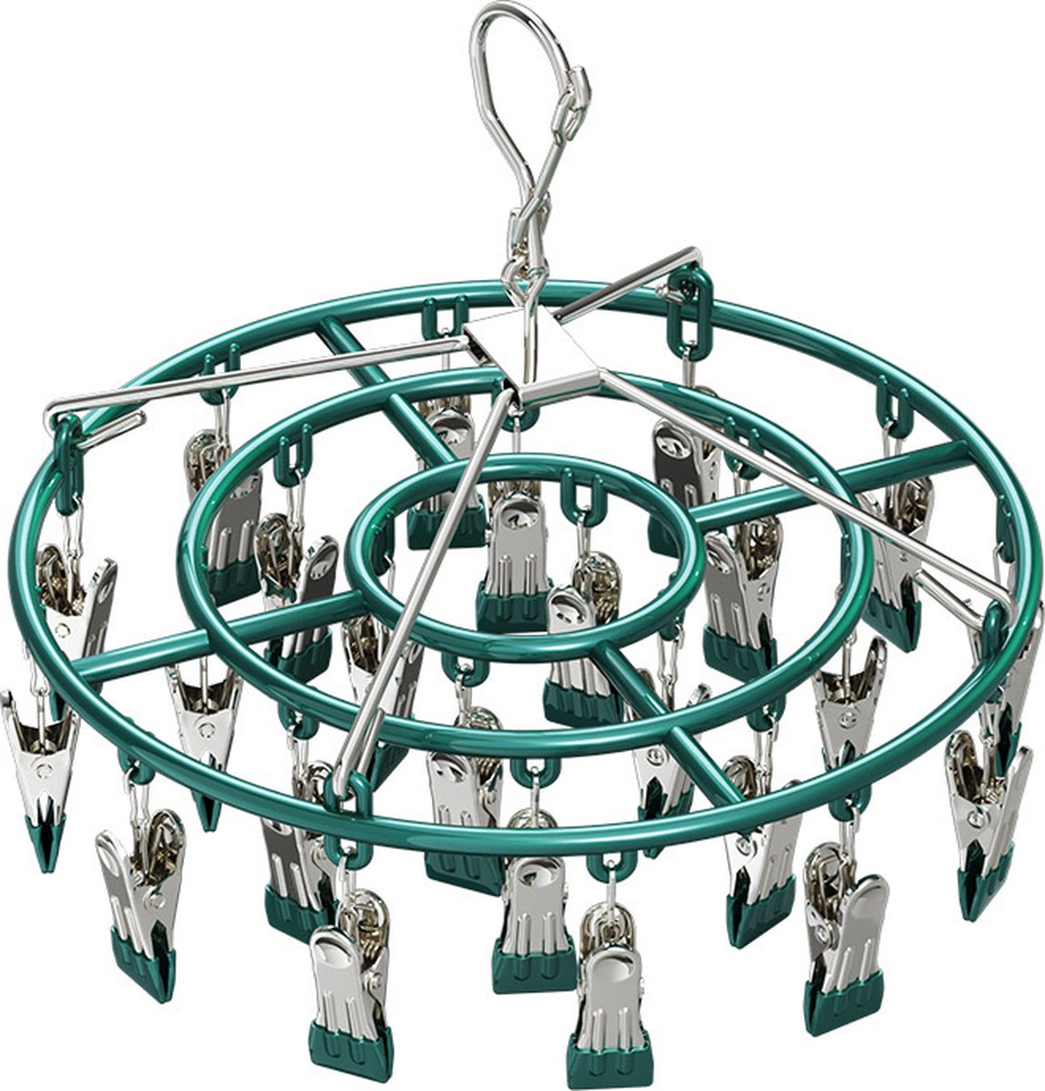 Goedkoopste Sokkendroger - Wasknijpers - 24 knijpers - Rond - Sokkenhanger - Sokken droogrek - Droogrek - Wasrek - Droogcarrousel - Droogcarrousel met knijpers - Sokken - Ondergoed - Bh’s