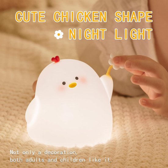 Schattig nachtlampje-Nachtlampje warm licht-Bedlampje-Aanraakbediening-kip-LED-nachtlampje-babykamer-Dimbaar-Timer-warm licht-USB-opladen van GEEKIST — afbeelding 5