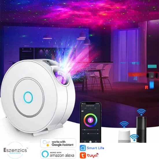 Foto: Sterren projector galaxy projector sterrenhemel plafond projector nachtlampje kinderen sterrenlamp met speaker en app 20 kleurcombinaties mobstore